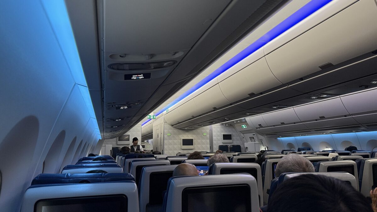 Main Cabin inside a Delta Air Lines Airbus A350-900